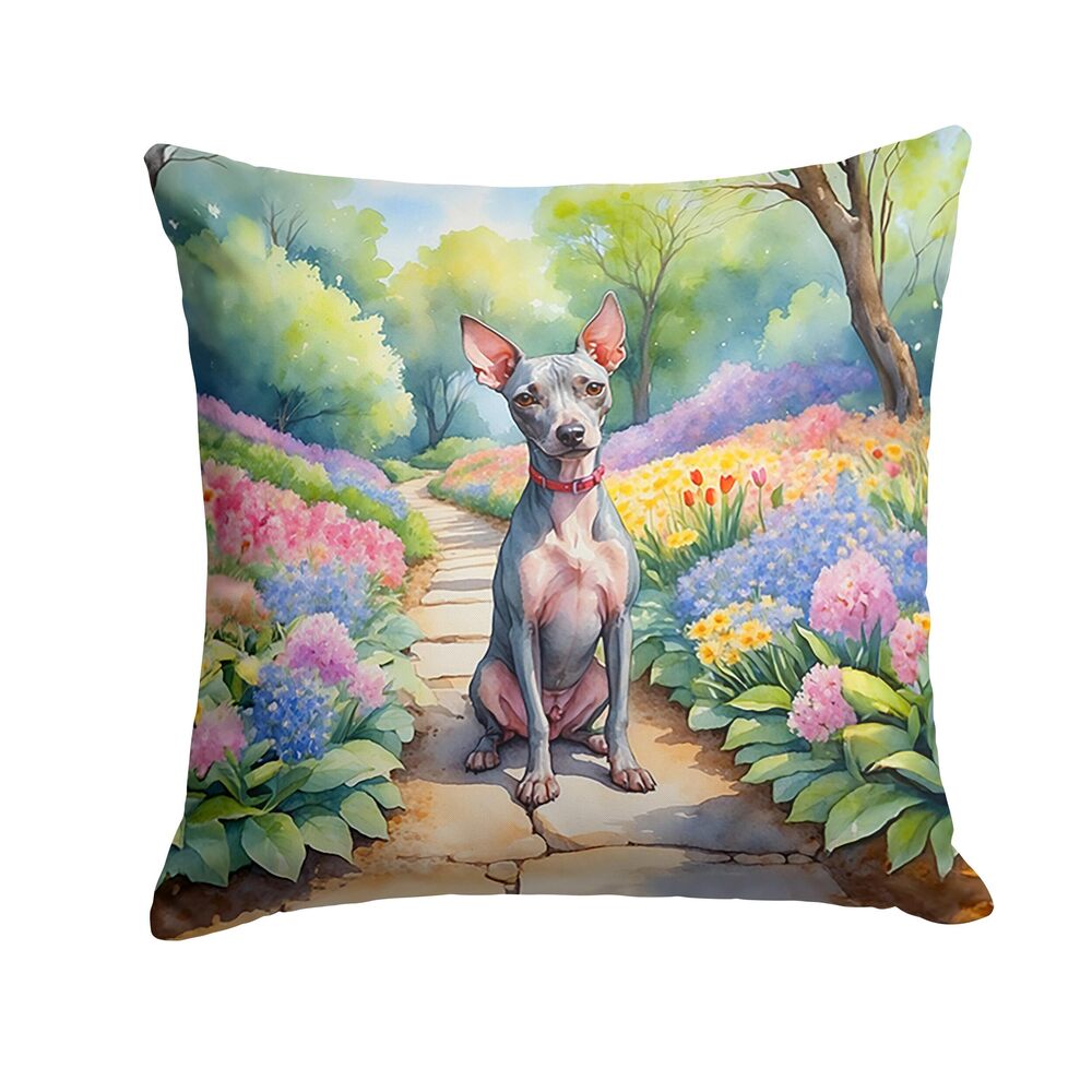 9704 Spring Path Throw Pillow, 18Hx18W, American Hairless Terrier 6552